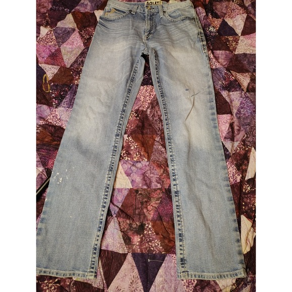 Ariat M2 Jeans Mens 32x36 Blue Low Rise Relaxed Denim Bootcut Western Stitch - Picture 3 of 12